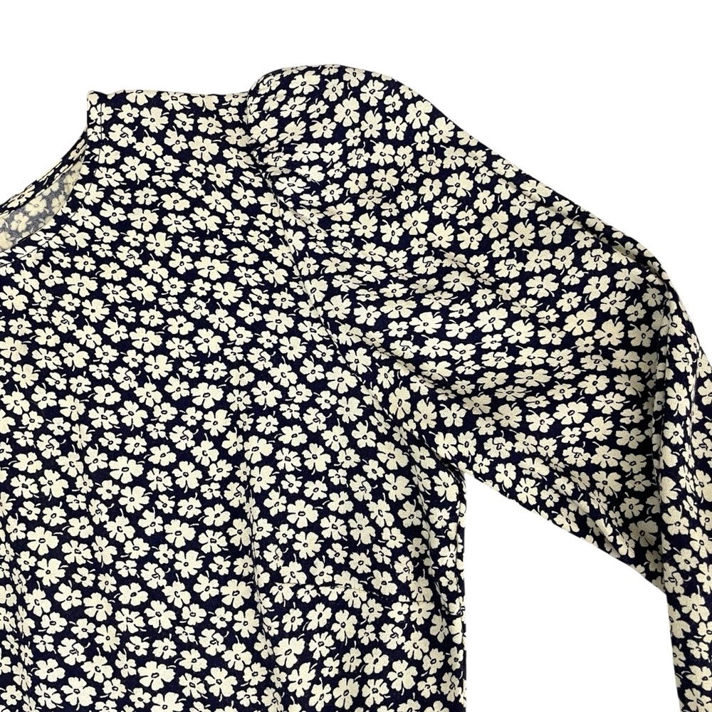 Reformation Josephine Long Sleeve Floral Midi Dress Navy Blue - Picture 8 of 12